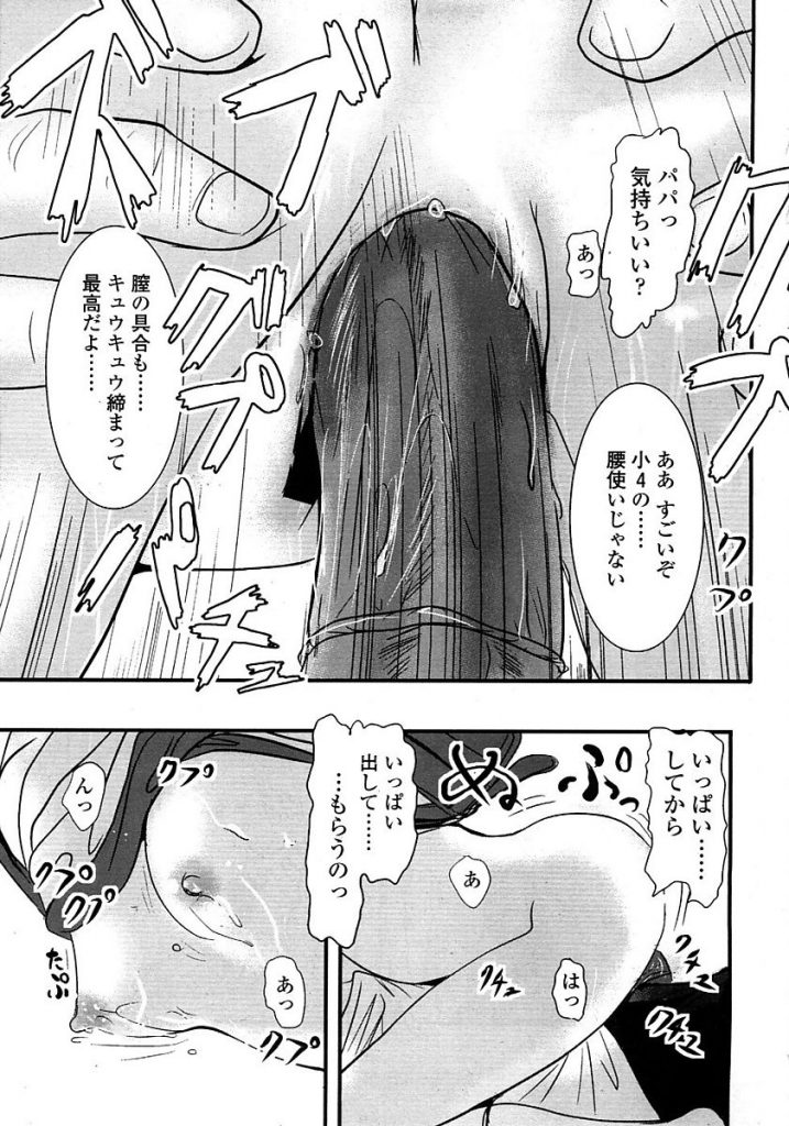 【エロ漫画】ホルモン異常で母乳がでるJSの娘のおっぱいを搾乳してると興奮し娘と肉体関係を持ってしまう父親【バー・ぴぃちぴっと/美咲家の事情】